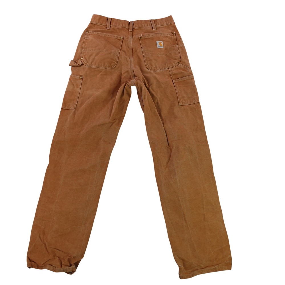 Carhartt B01-BRN Mens 33x34 Double Front Duck Canvas Logger Work Pants Brown USA - Picture 2 of 10